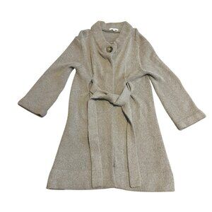 Vince Wool Blend Grey Cardigan Sweater Woven Long Length Button-Down Size Small